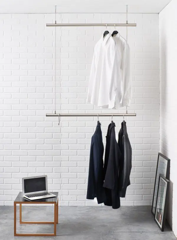 Contemporary Clothes Rack Airjust Twin Raumform33 Steel Contemporary Clothes Rack Airjust, Ceiling Suspended Clothes Rack