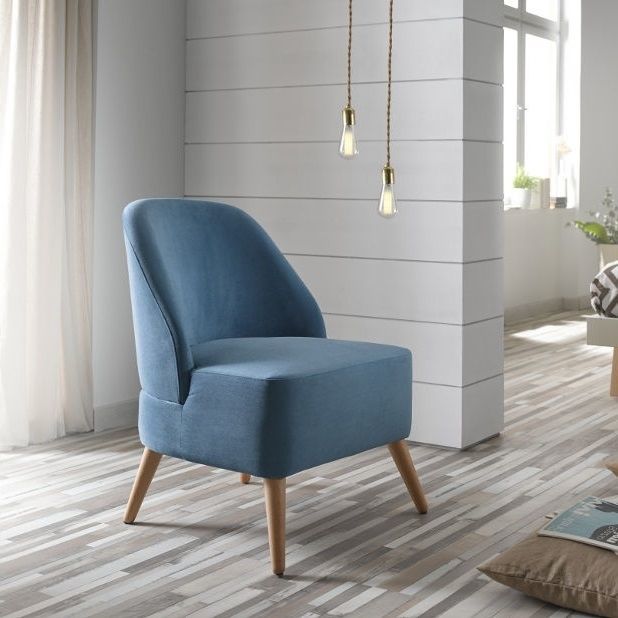 Contemporary armchair EVIE Suinta sl polyester fiber / pine / blue