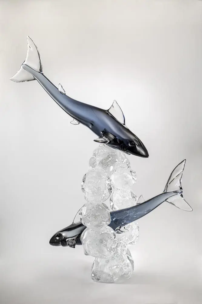 ZANETTI  MURANO  くじら 生き物　置物　イタリア　ガラス工芸 Murano glass sculpture - FISH - Zanetti Murano srl