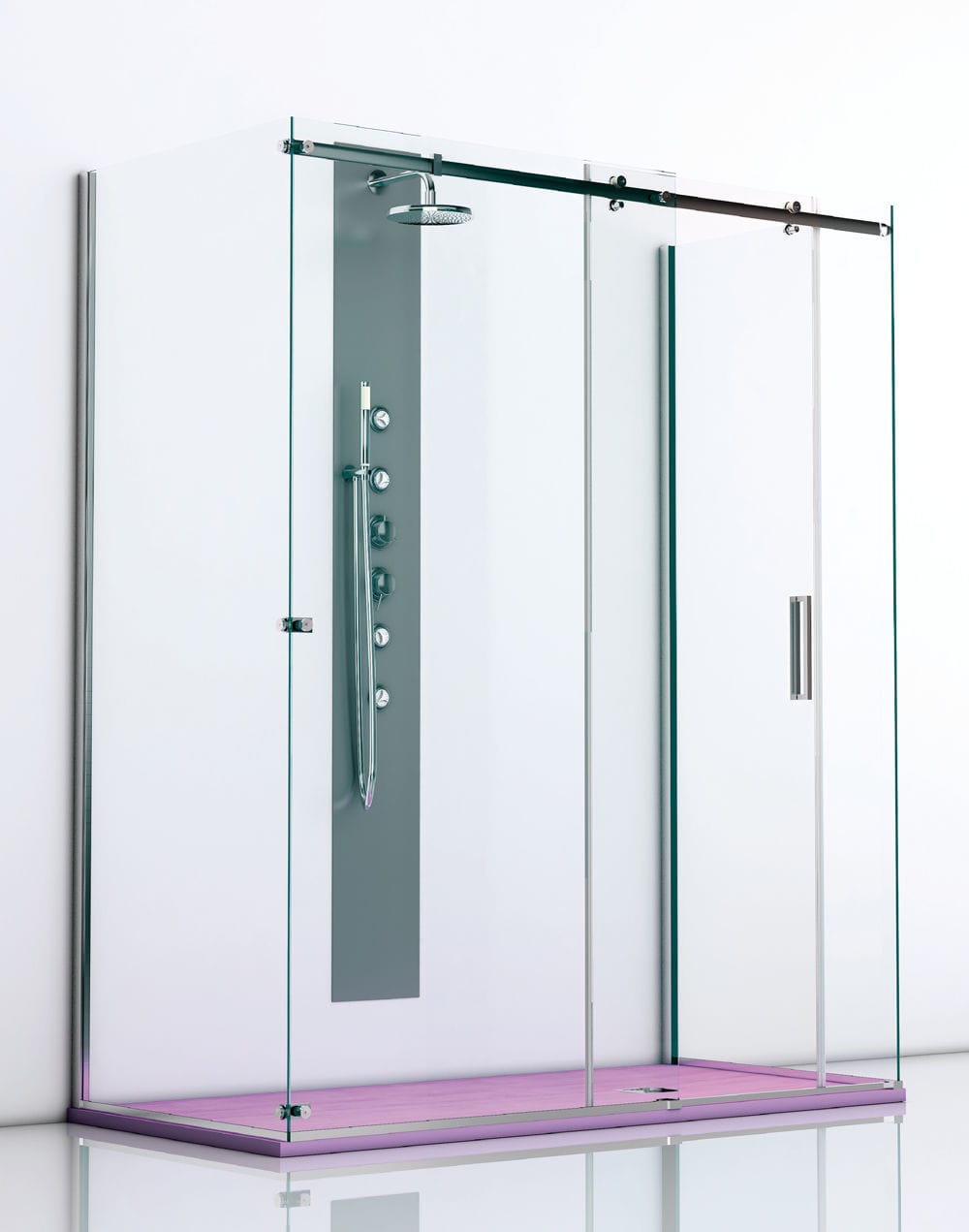 Sliding shower screen SMES THERMO DESIGN rectangular / tempered
