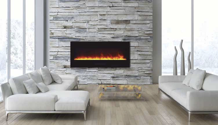 Electric Fireplace Contemporary Closed Hearth Wall Mounted
