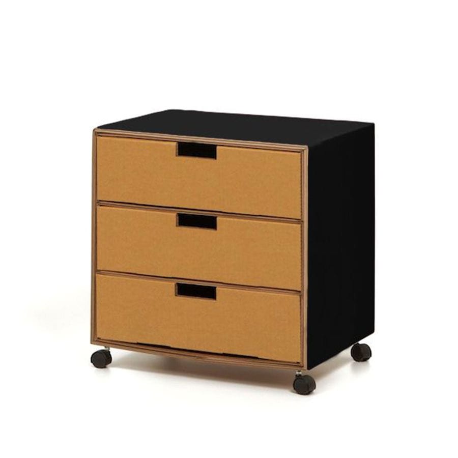 Wooden Office Unit Cardboard 3 Drawer On Casters Drop