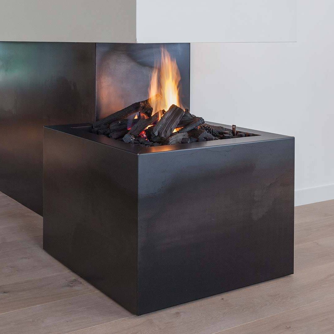 Gas Fireplace Contemporary Open Hearth Free Standing