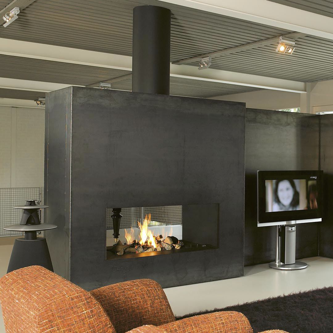 Gas Fireplace Wood Burning Contemporary Open Hearth 844t