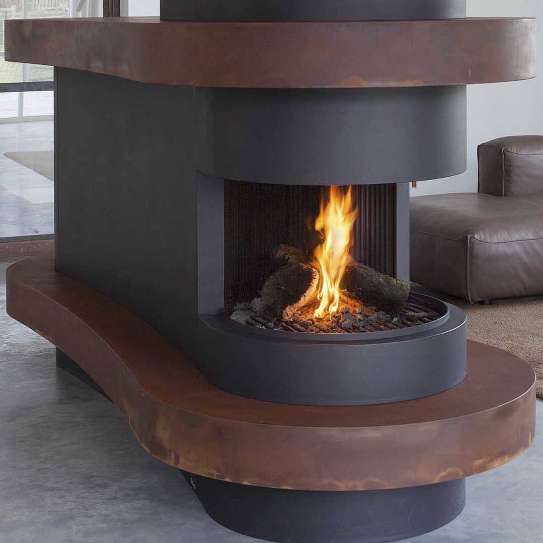 Gas Fireplace Wood Burning Contemporary Open Hearth