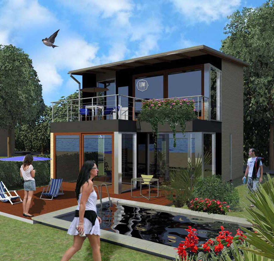 Prefab building BAHAMAS Lumi Polar gluelaminated wood / for