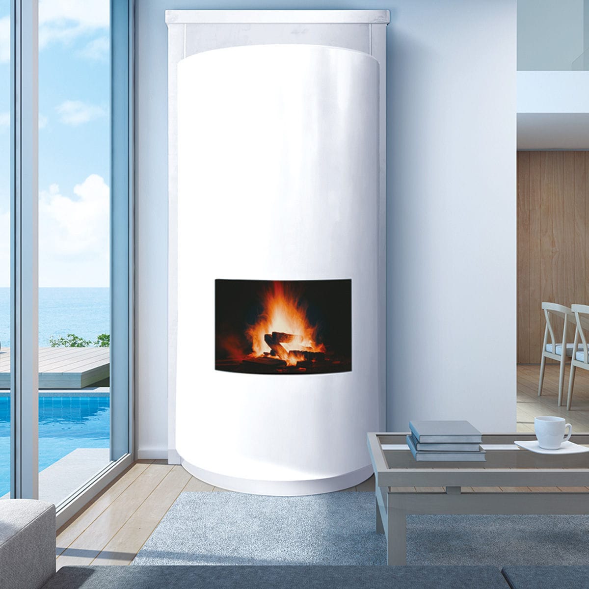 Wood-burning fireplace - BORNEO - Polyflam - free-standing / wall ...
