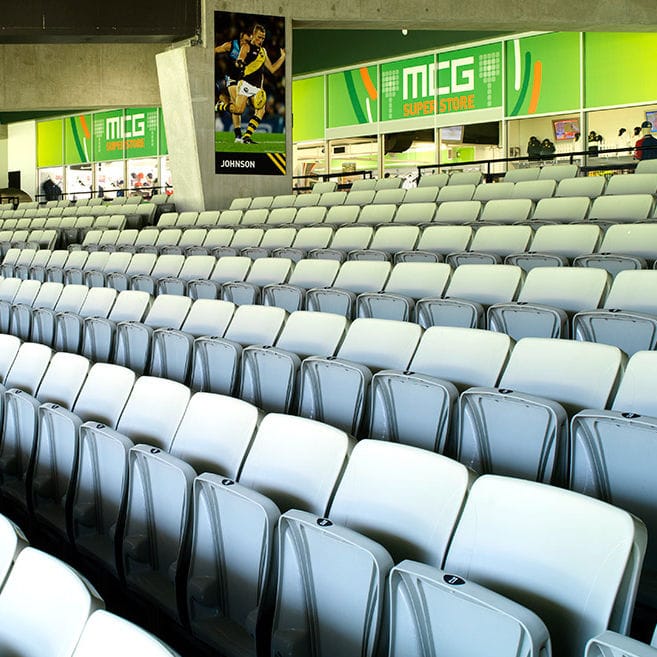 Retractable stadium seating MATRIX BARE Camatic Seating polypropylene