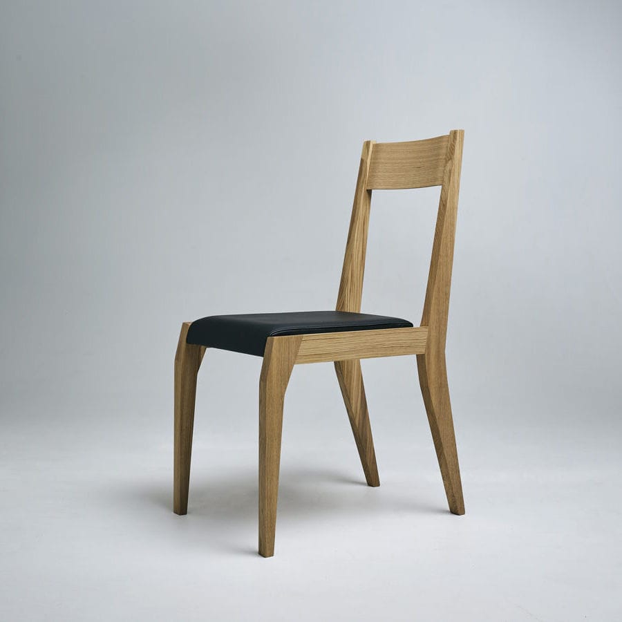 Contemporary chair OZO KD Stripes leather / plywood / natural oak