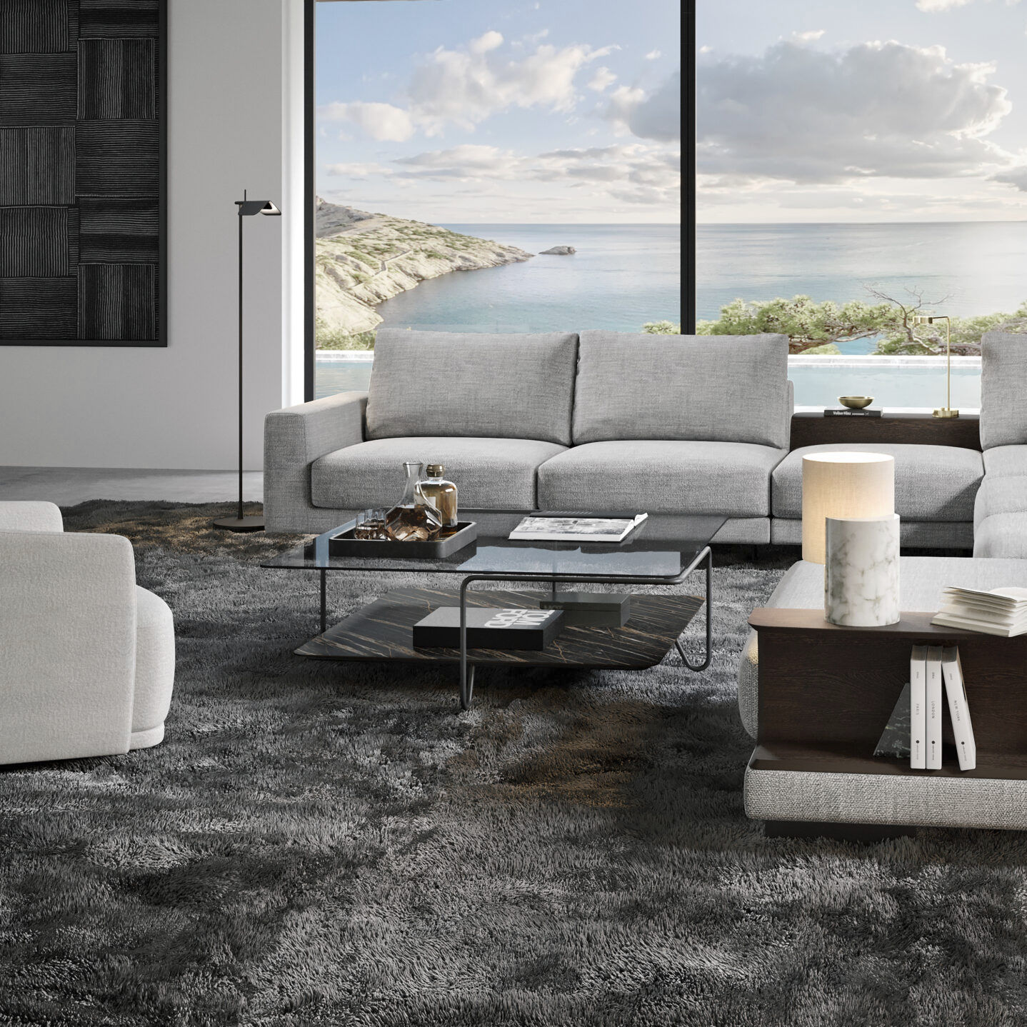 Contemporary coffee table - ORIO - OLTA - glass / marble / painted ...