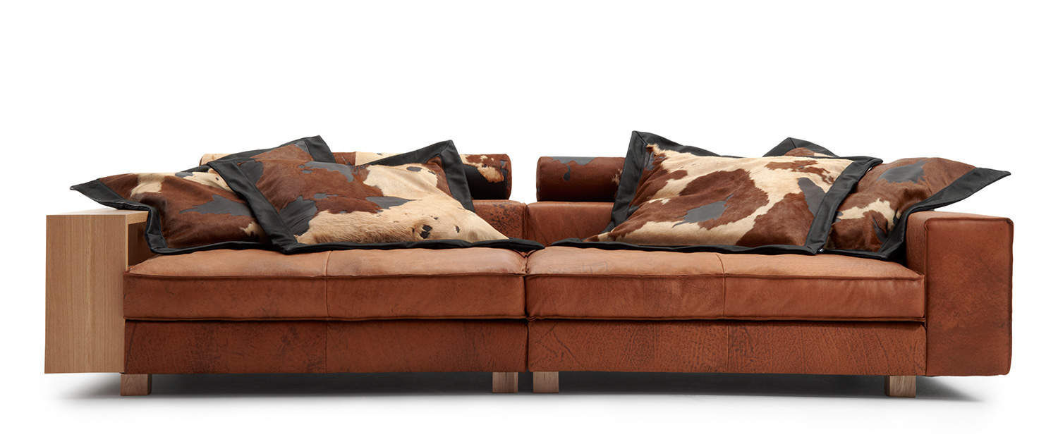 Contemporary Sofa Leather Wooden 3 Seater Al Jazar