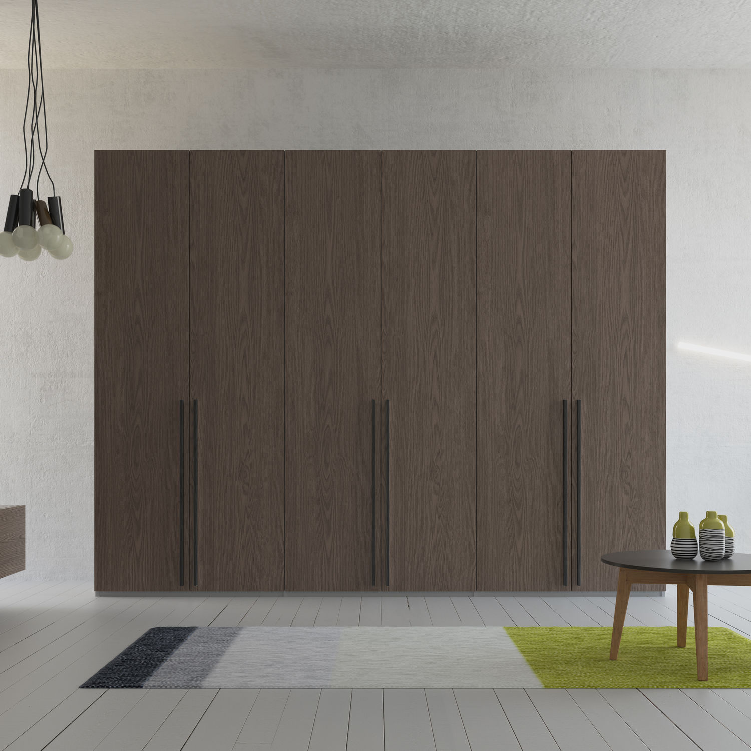 Contemporary Wardrobe Wooden With Swing Doors Mirrored