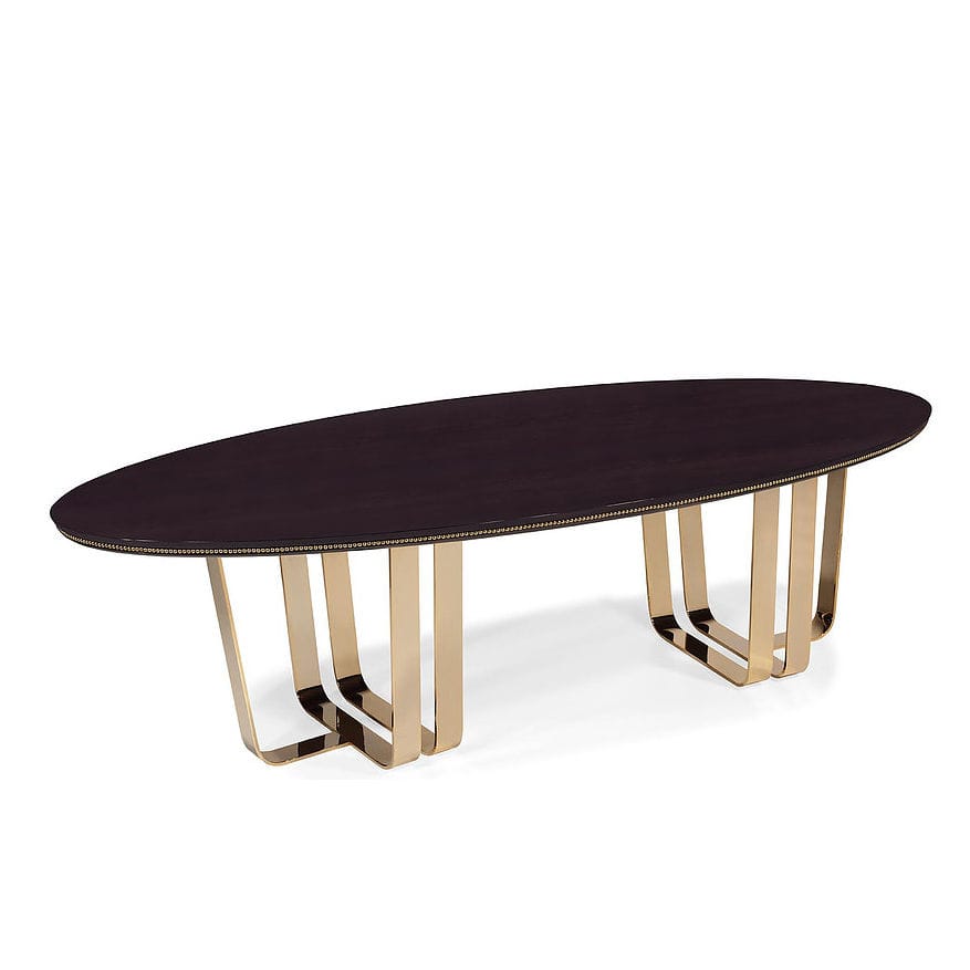 Contemporary dining table - DOT - DEFONTES - beech / polished brass / oval