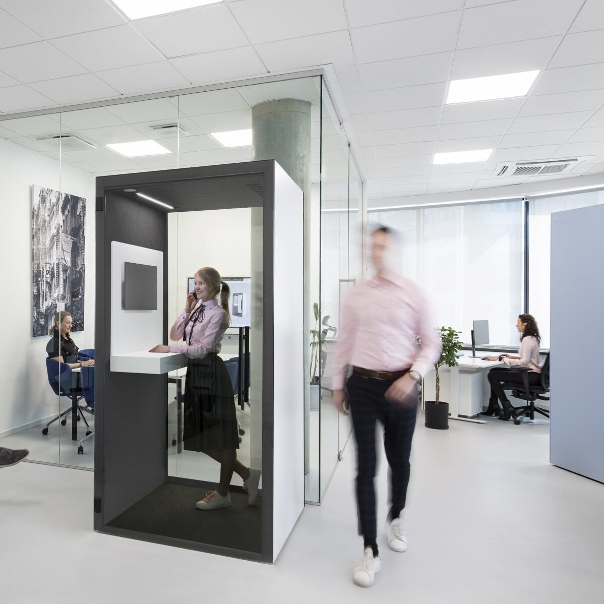 Commercial phone booth CHATBOX1 Standard AS glass / felt