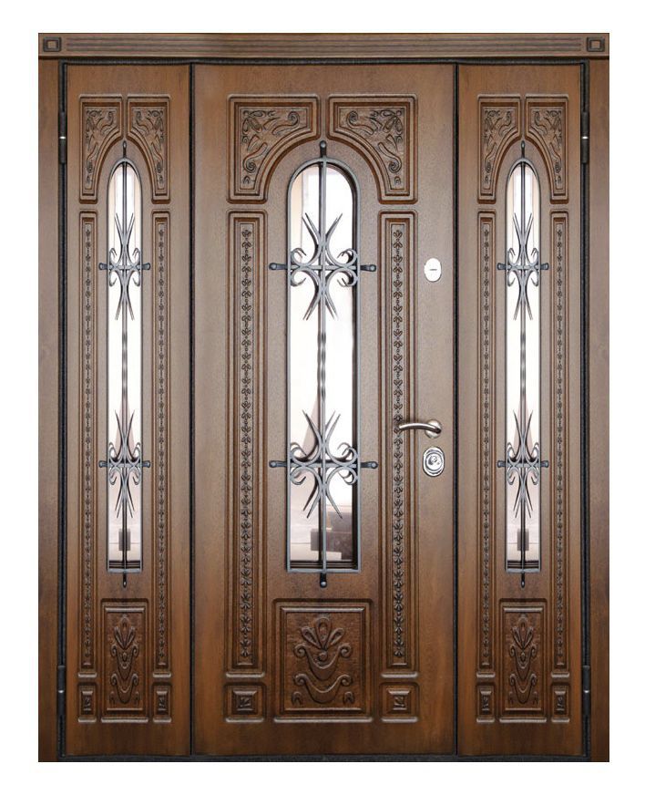 Entry Door Swing Solid Wood Stainless Steel Wrought