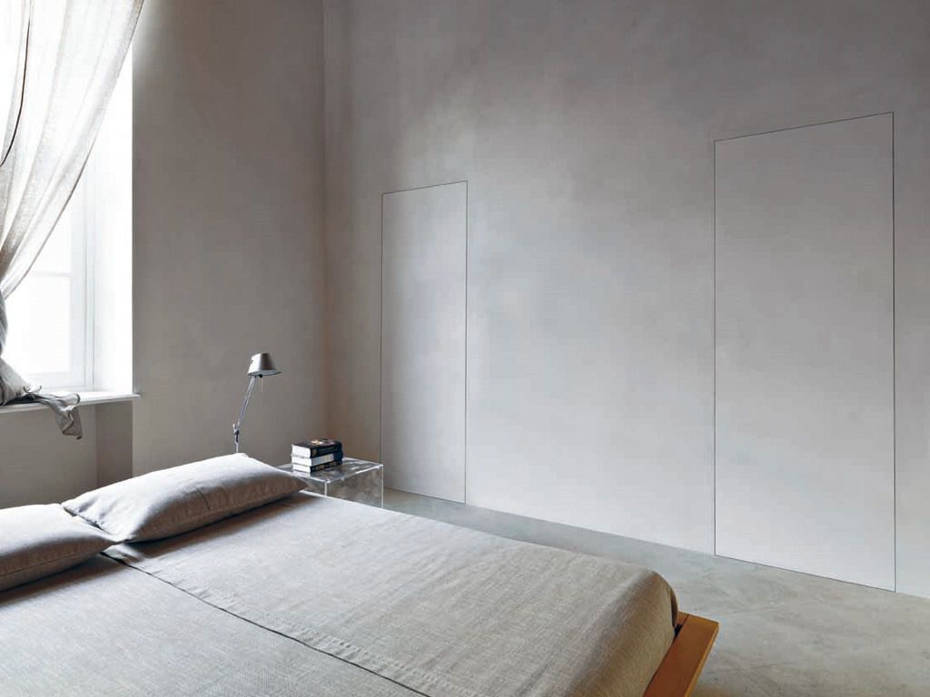 Interior Door Swing Wood Veneer Curved Modern Invisible
