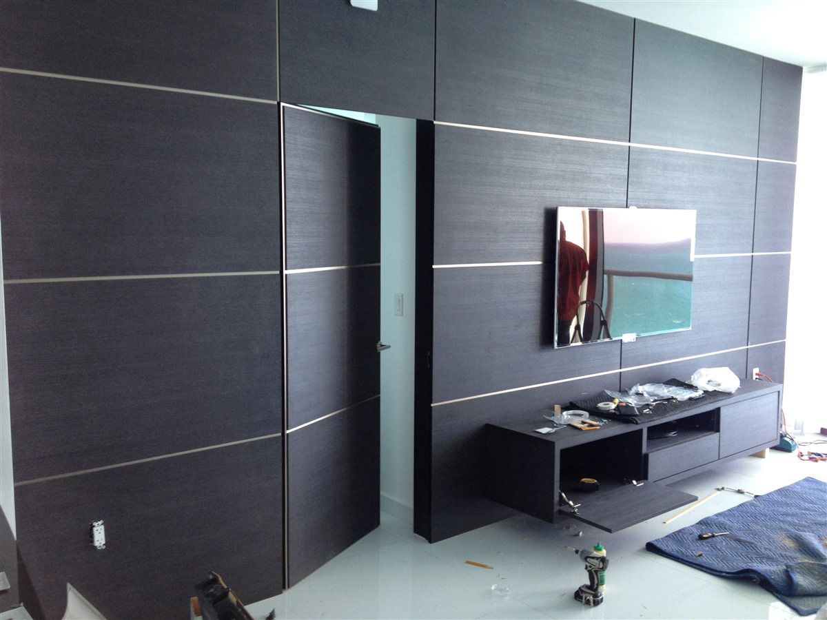 Interior Door Swing Wood Veneer Curved Modern Invisible