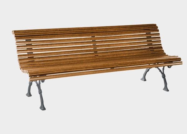 Public Bench Traditional Exotic Wood Cast Iron Roma Novatilu