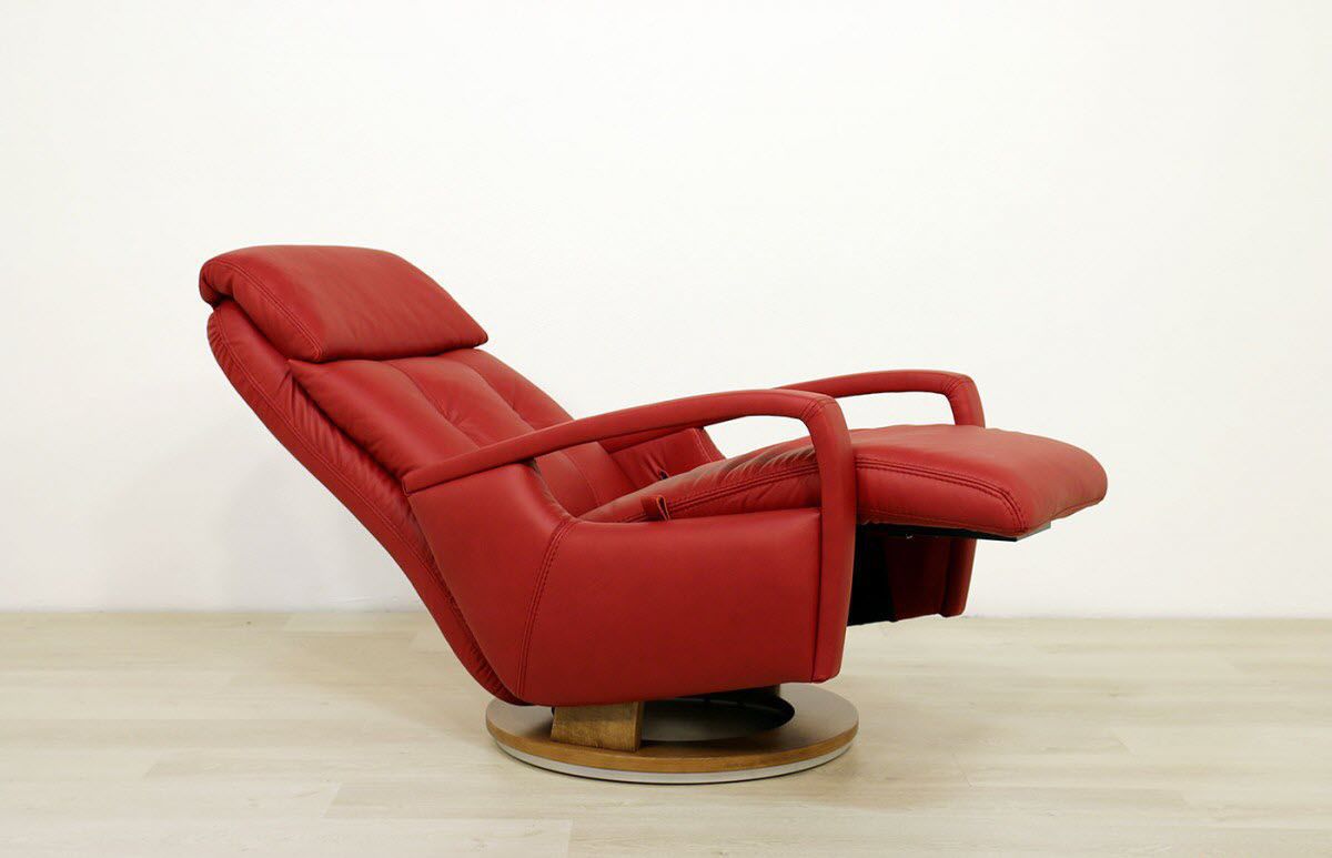 Contemporary Reclining Armchair India Vama Divani Leather Wooden Reclining