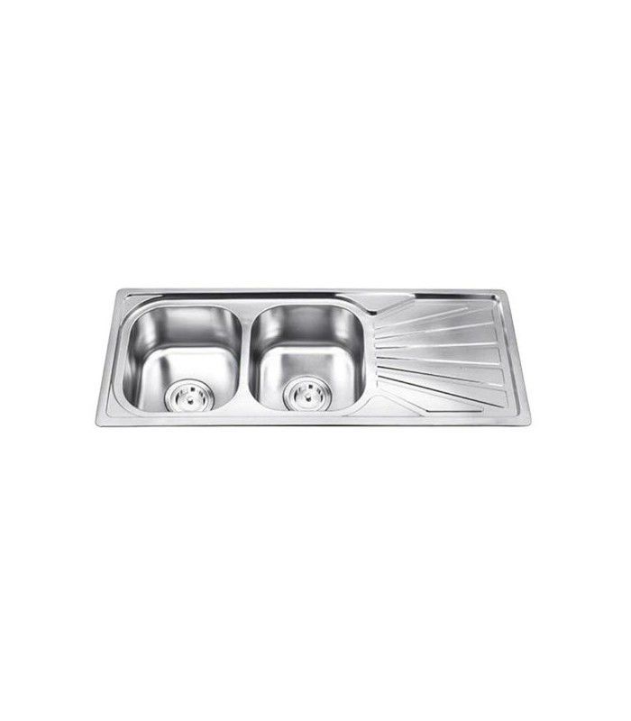 Double Kitchen Sink Stainless Steel With Drainboard Edese 120 Double Kitchen Sink Stainless Steel With Drainboard Edese 120