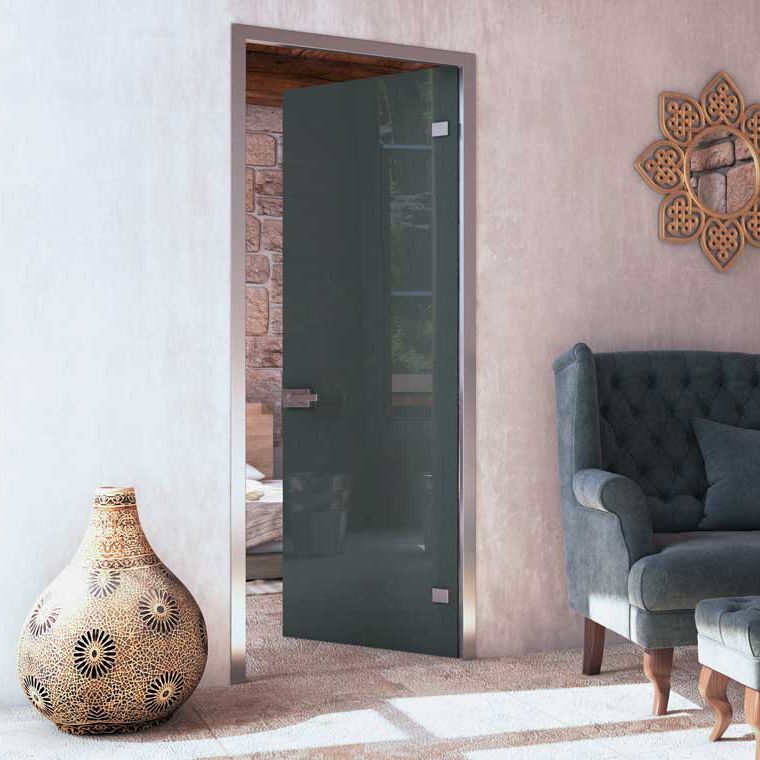 Indoor Door Swing Glass Aluminum Square Frame Salinox