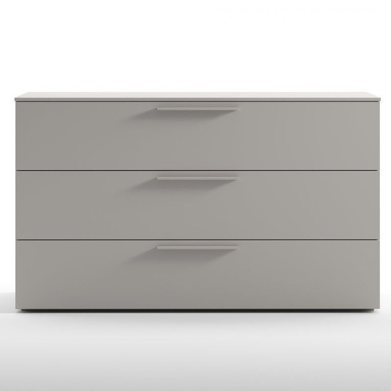 Contemporary Chest Of Drawers Lacquered Wood Beige Gray