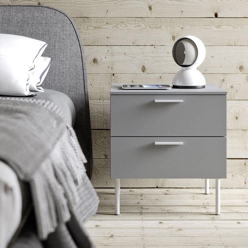 Contemporary Bedside Table Lacquered Wood Rectangular With