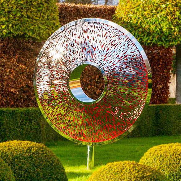 Metal sculpture IRIS TORUS DAVID HARBER garden / for public spaces