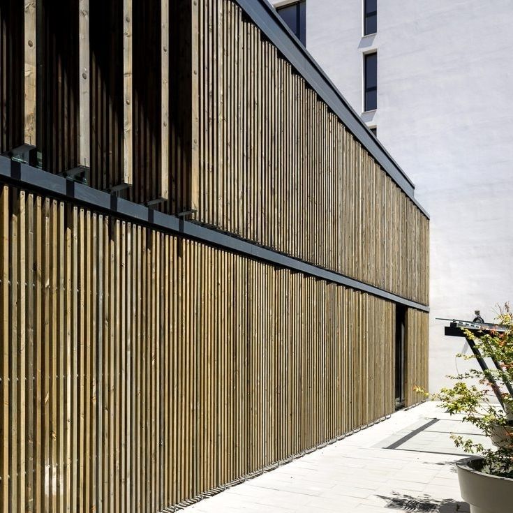 Metal solar shading - XL 500 - Soltec - wooden / ceramic / for facade