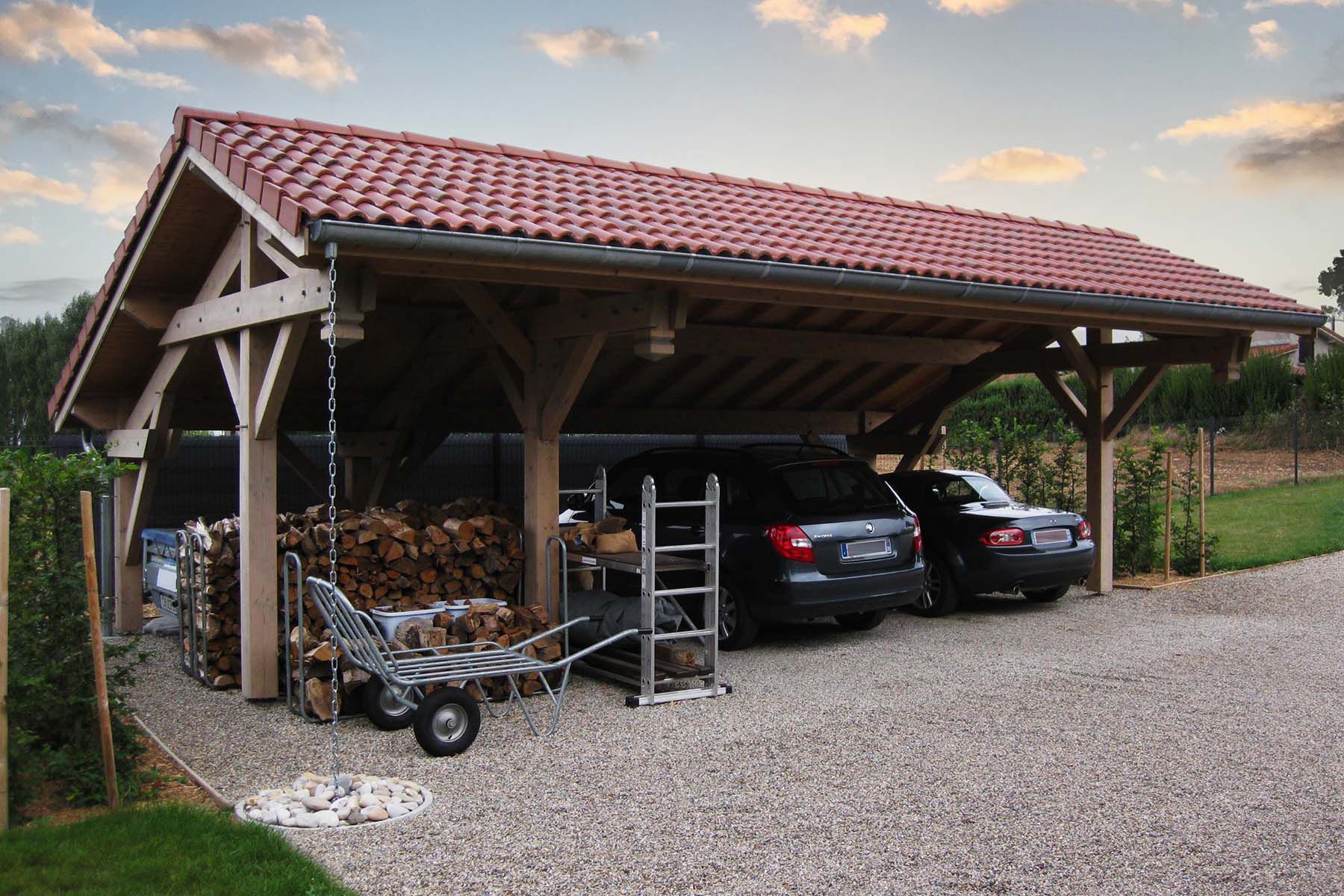 Wooden carport Collonges MODULAND commercial / 1person / multiplace