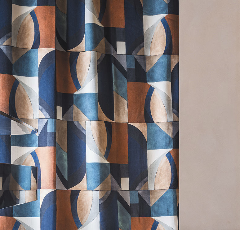 Upholstery Fabric For Curtains Geometric Pattern Wool Les