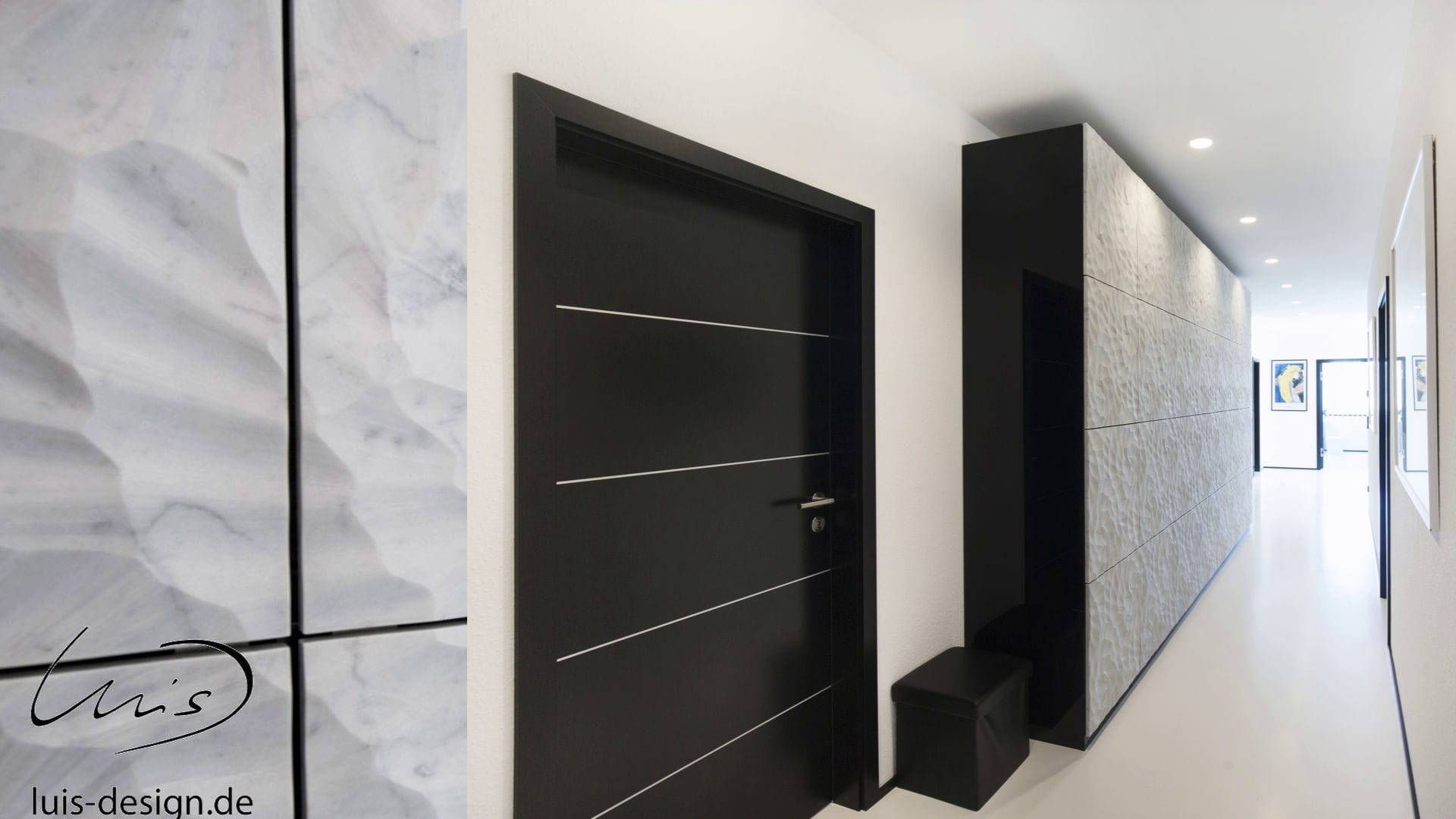 Contemporary Wardrobe Glossy Lacquered Wood Marble With