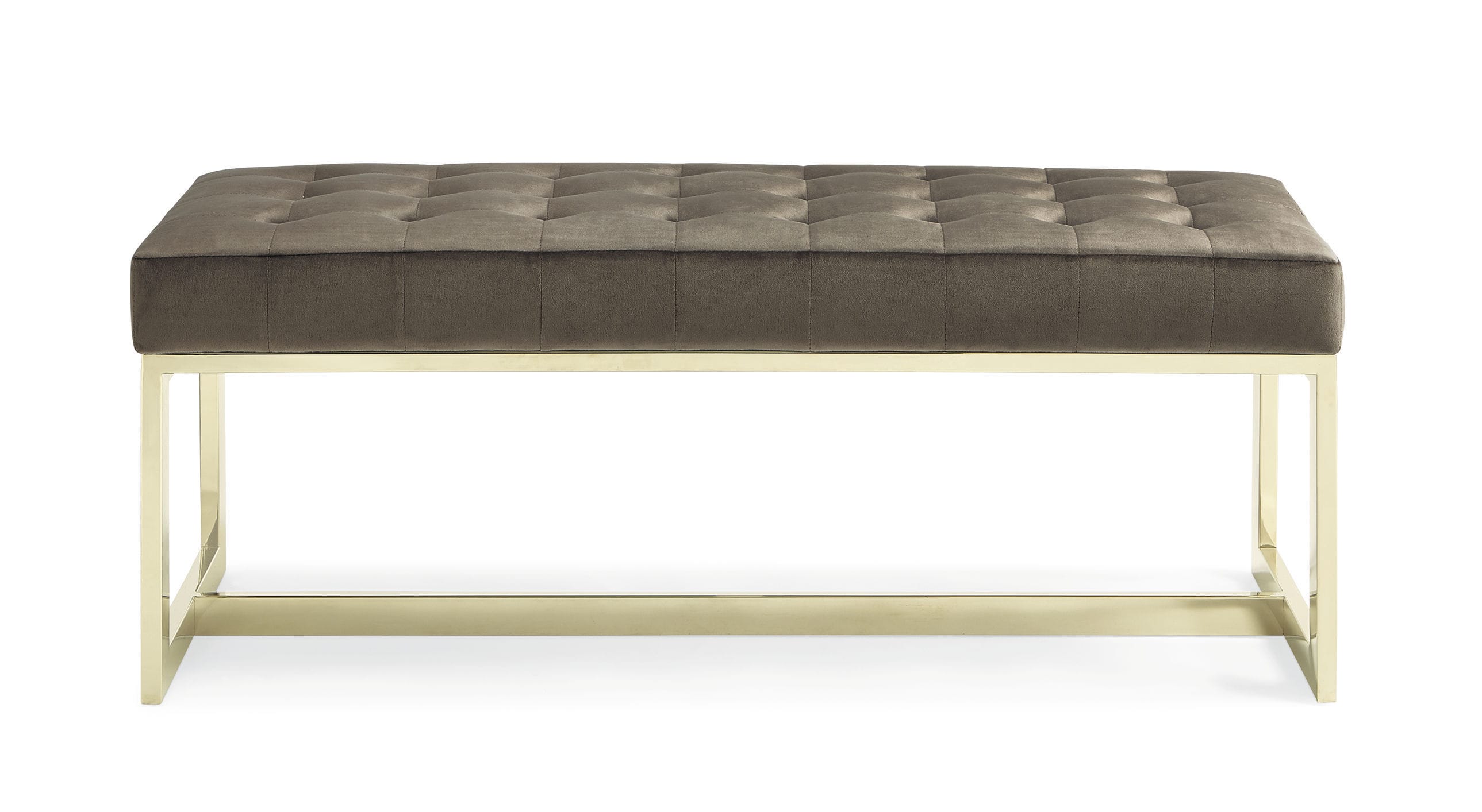 Contemporary Upholstered Bench Velvet Gold Plated Bedroom