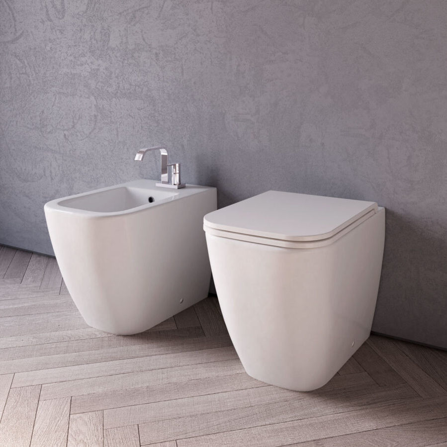 Freestanding toilet TEO Disenia wallhung / ceramic / compact
