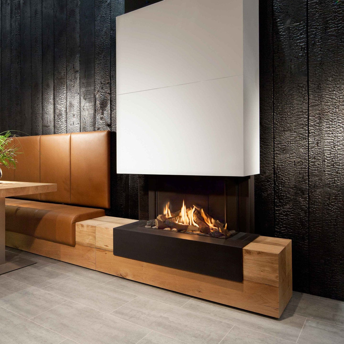 Gas Fireplace Contemporary Closed Hearth 3 Sided Kalfire