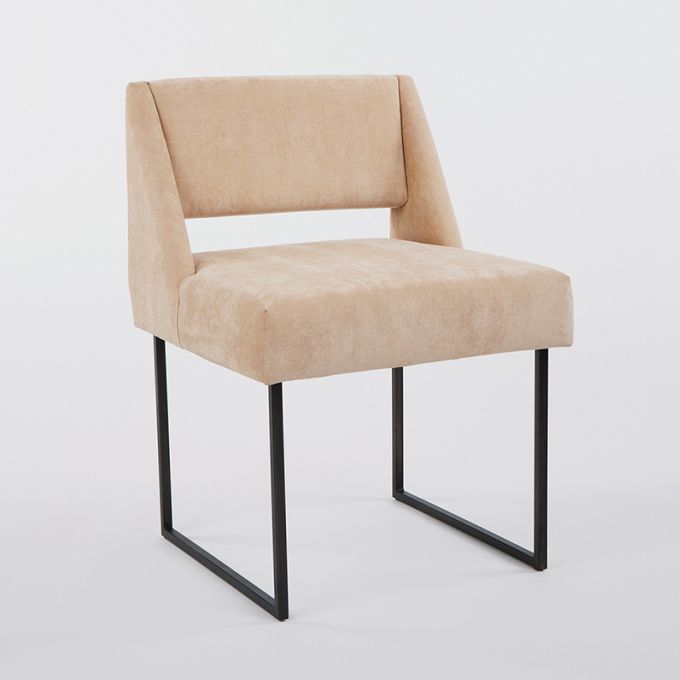 Contemporary Dining Chair Cubist Atelier De Troupe Fabric Metal Base Upholstered