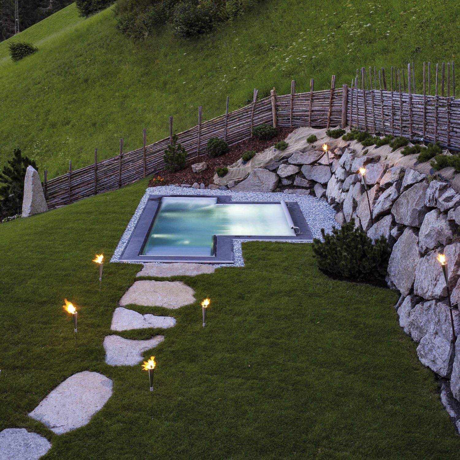 Built In Hot Tub San Lorenzo Mountain Lodge Berndorf Metall Und Baderbau Gmbh Other Shapes 4 Seater Outdoor