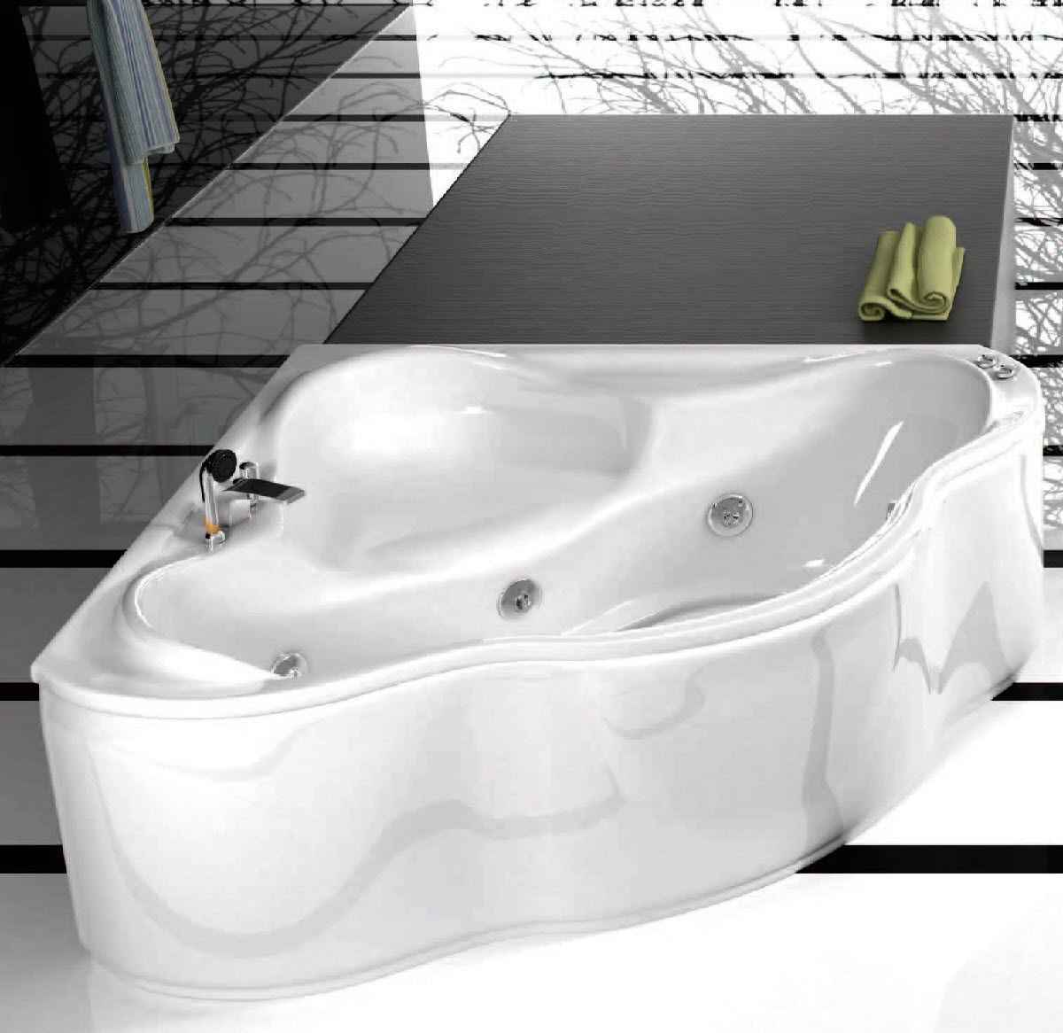 Corner bathtub ANGULIETA hydrobs freestanding / hydromassage