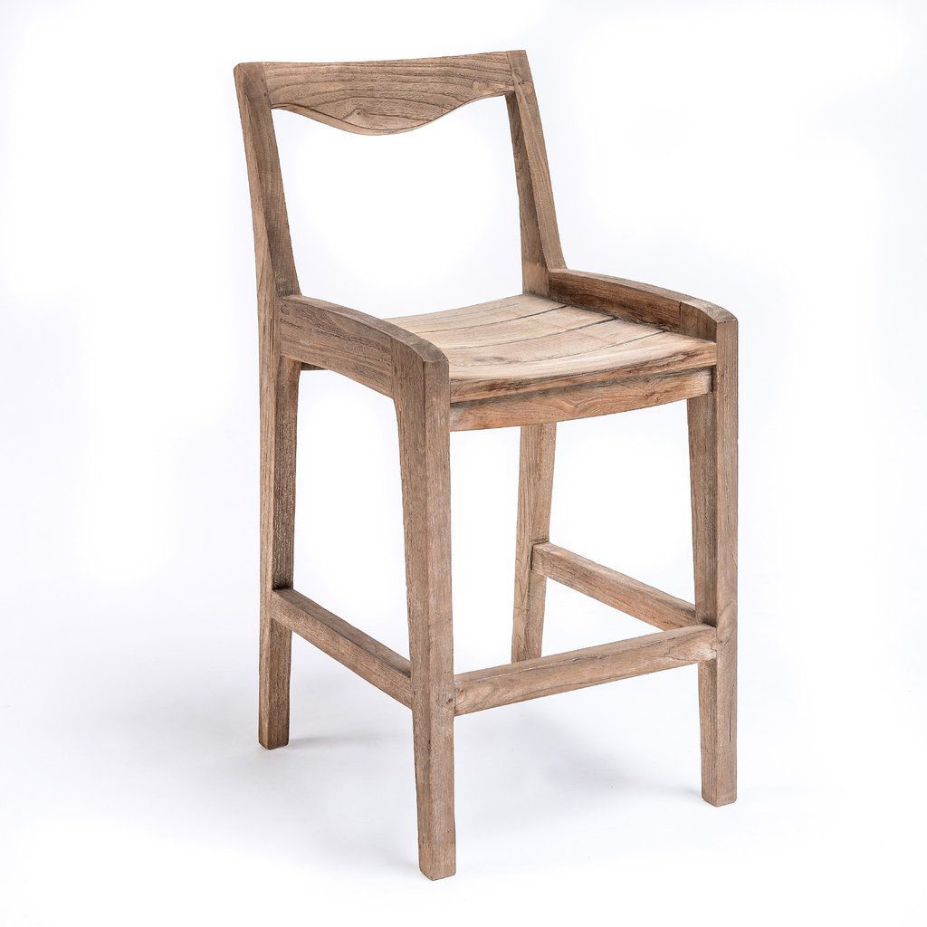 Contemporary bar chair CURVE GOMMAIRE teak / without armrests / home
