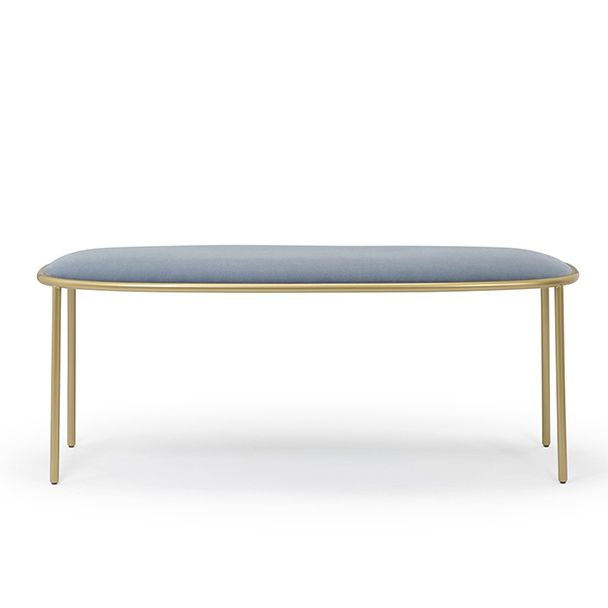 Contemporary Upholstered Bench Fabric Leather Blue Stay By
