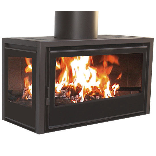 Wood Burning Fireplace Contemporary Closed Hearth Corner