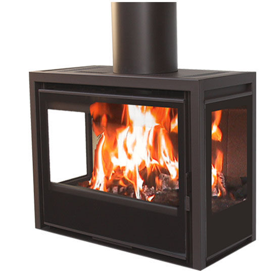 Wood Burning Fireplace Contemporary Closed Hearth 3 Sided