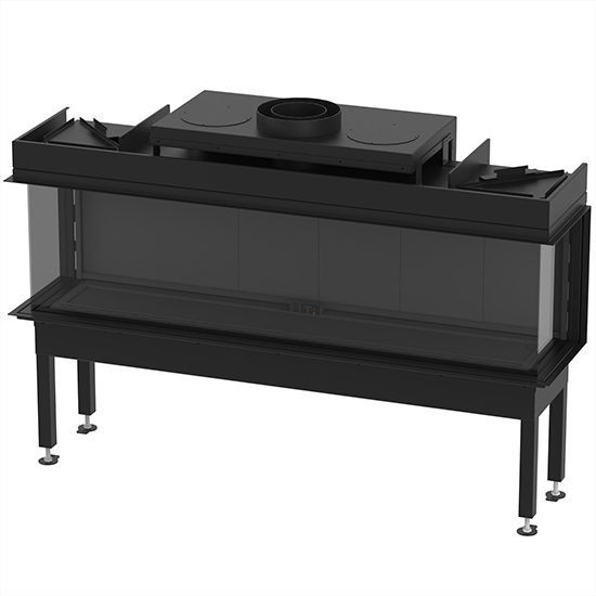 Gas Fireplace Contemporary Closed Hearth 3 Sided Gas