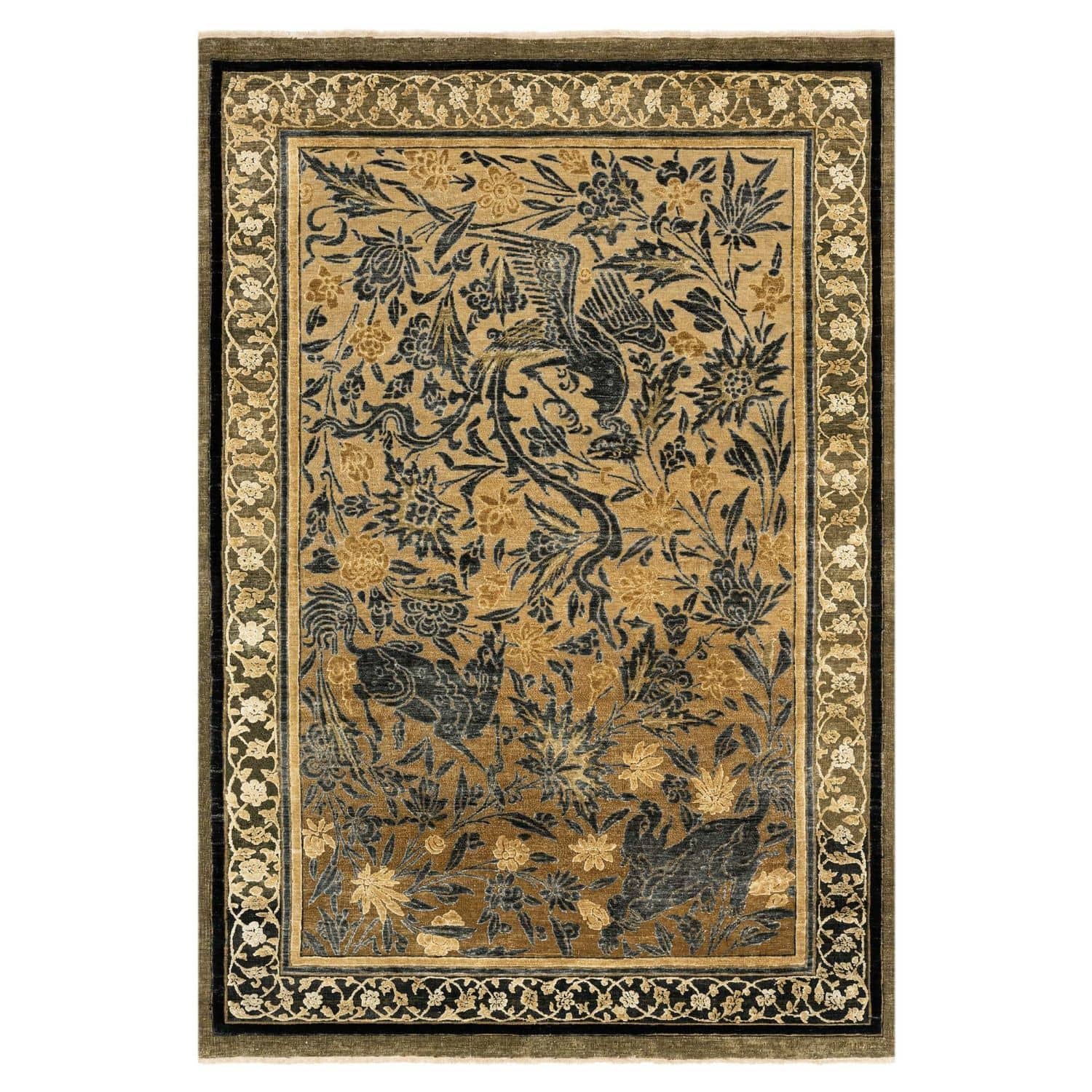 Contemporary rug - PHOENIX - Knots rugs - floral pattern / wool / silk