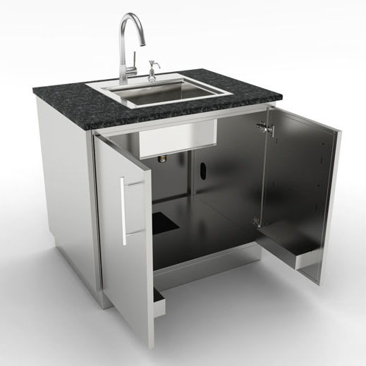 Stainless steel deals sink and cabinet