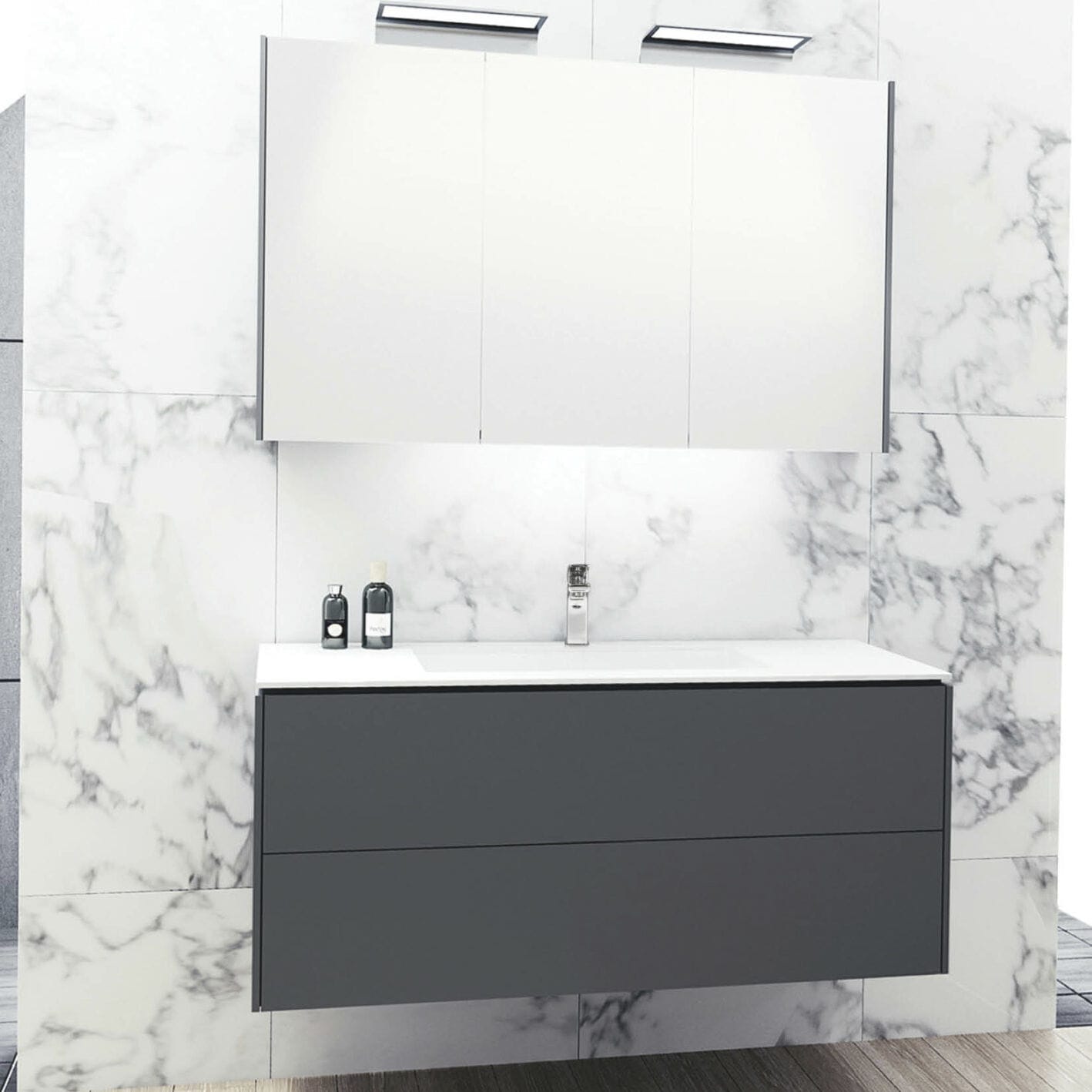 Double washbasin DLINE UAB KAME wallhung / MDF / ceramic