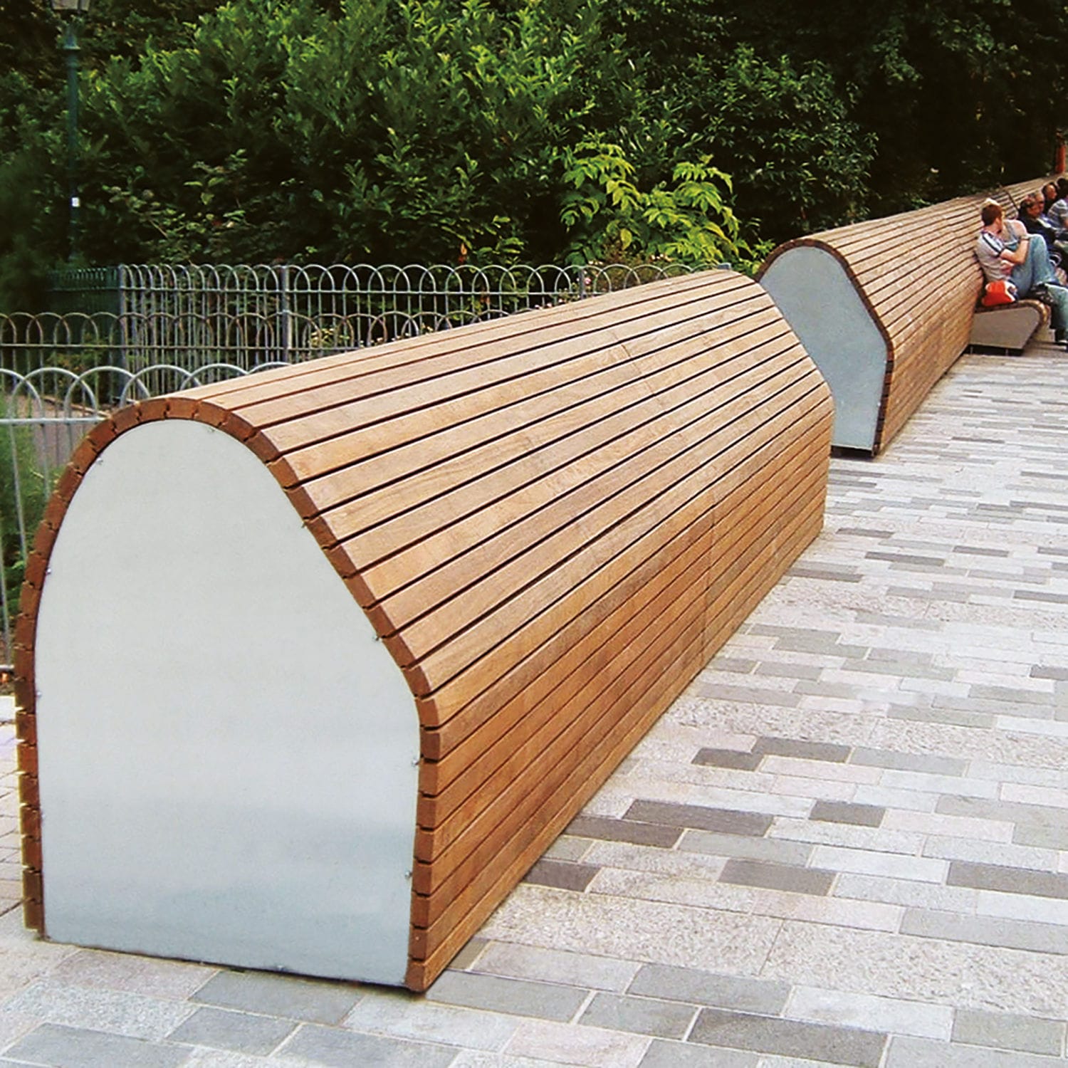 Contemporary Public Bench Pavilion Perch Woodscape Wooden