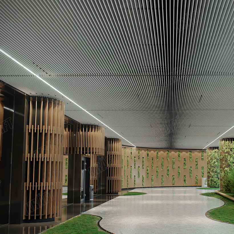 Metal Suspended Ceiling Wooden Strip Flame Retardant