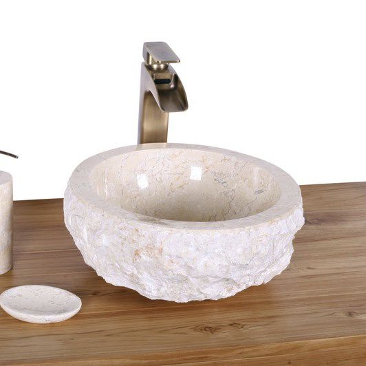 Countertop hand basin WA066WHITE35 Vasque import round / marble