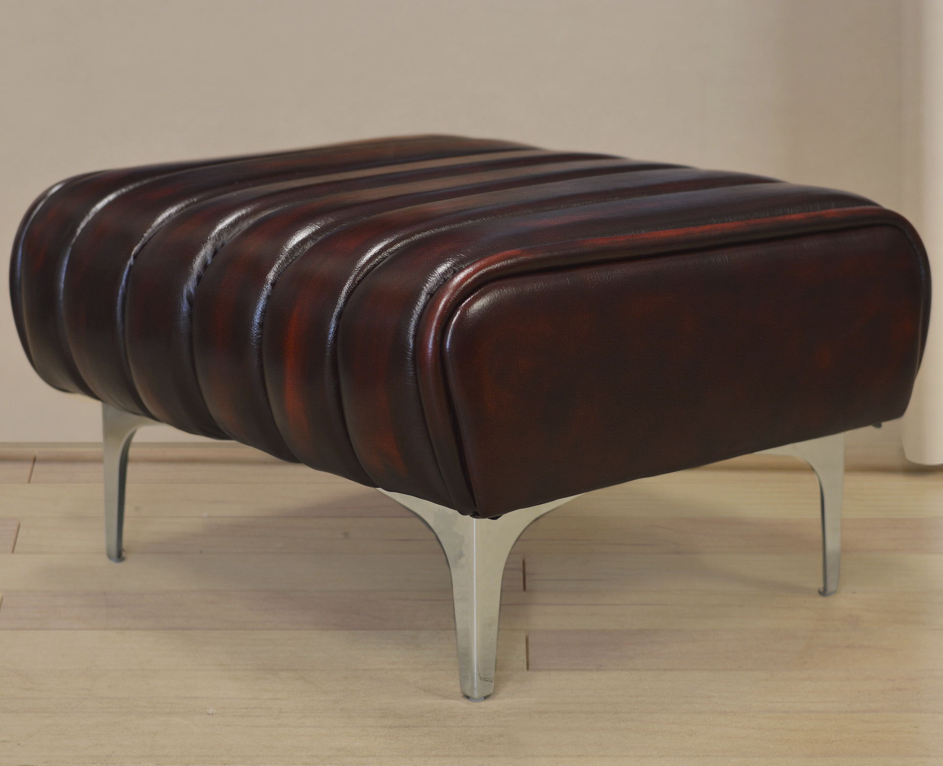 Contemporary ottoman TUBES Harleq leather / rectangular / indoor